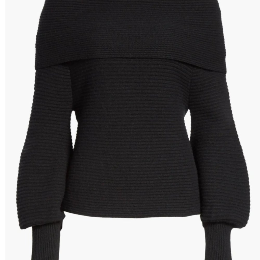 A.L.C.  | Elin Off Shoulder Wool/Cashmere Blend Balloon Sleeve Sweater- M